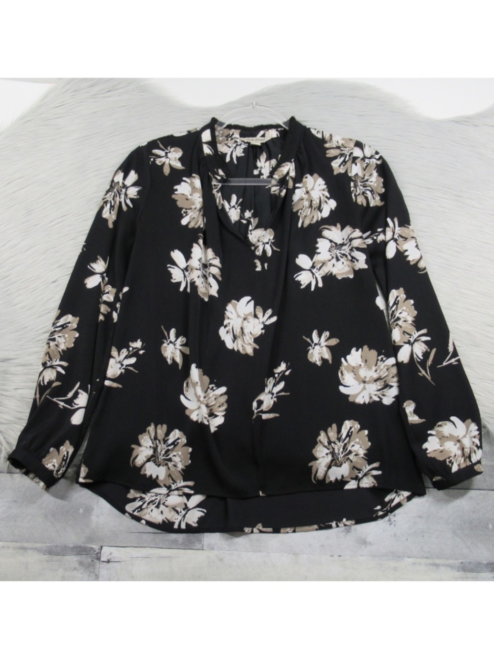 Lucky Brand Black Floral Blouse Women's Size XS